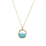 Collier Médaillon Bleu Aigue-Marine doré à l'Or - Charles Orwin