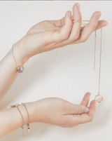 Sautoir Médaillon Vert Pomme doré à l'Or Rose - Charles Orwin