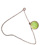 Bracelet Médaillon Vert Pomme doré à l'Or Rose - Charles Orwin