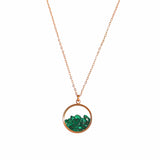 Collier Médaillon Vert profond doré à l'Or Rose - Charles Orwin