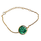 Bracelet Médaillon Vert profond doré à l'Or - Charles Orwin