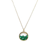 Collier Médaillon Vert profond doré à l'Or - Charles Orwin